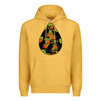 Mustard Black Cat Halloween Teardrop Premium Hoodie - LillyAllenDesigns