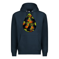Navy Black Cat Halloween Teardrop Premium Hoodie - LillyAllenDesigns