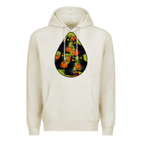 Oatmeal Heather Black Cat Halloween Teardrop Premium Hoodie - LillyAllenDesigns