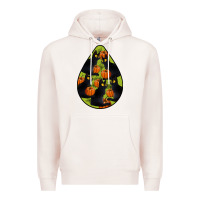 Pale Pink Black Cat Halloween Teardrop Premium Hoodie - LillyAllenDesigns