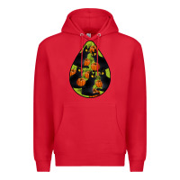 Red Black Cat Halloween Teardrop Premium Hoodie - LillyAllenDesigns