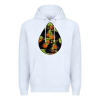 White Black Cat Halloween Teardrop Premium Hoodie - LillyAllenDesigns