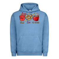 Pigment Pebble Blue Peace love hot chocolate Urban Hoodie - NancyCooperArtShop