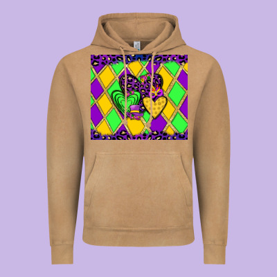 Mardi Gras Hearts Vintage Hoodie Designed By Jahusdesignshop