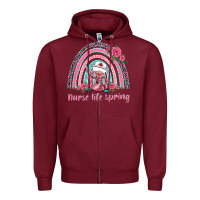 Burgundy nurse life spring rainbow Zipper Hoodie - BarkalooDesign