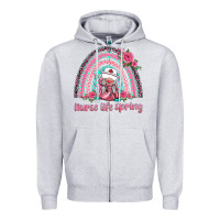 Heather Grey nurse life spring rainbow Zipper Hoodie - BarkalooDesign