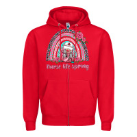 Red nurse life spring rainbow Zipper Hoodie - BarkalooDesign