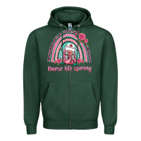 Sports Green nurse life spring rainbow Zipper Hoodie - BarkalooDesign