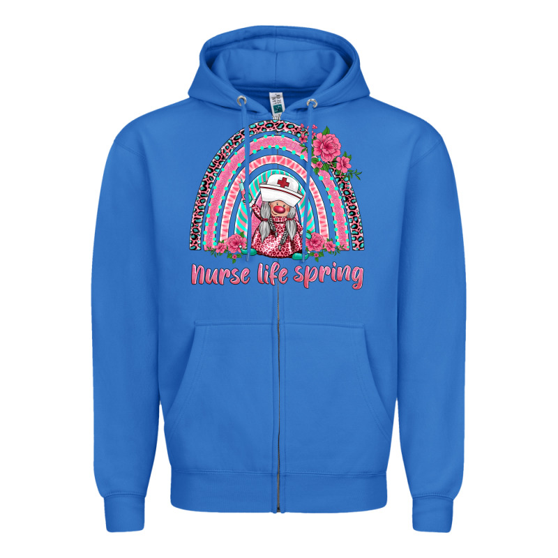 Nurse Life Spring Rainbow Zipper Hoodie by BarkalooDesign | Teevron