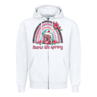 White nurse life spring rainbow Zipper Hoodie - BarkalooDesign