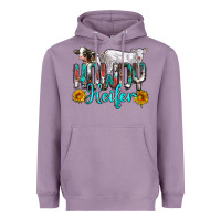 Lavender western howdy heifer Heavyweight Hoodie - NancyCooperArtShop