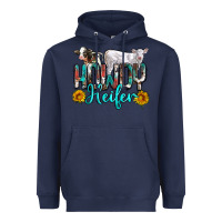 Navy western howdy heifer Heavyweight Hoodie - NancyCooperArtShop