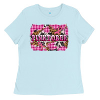 Baby Blue pinktober with cancer ribbon Ladies Tee - AdoDesignShop
