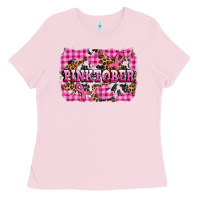 Bubblegum Pink pinktober with cancer ribbon Ladies Tee - AdoDesignShop
