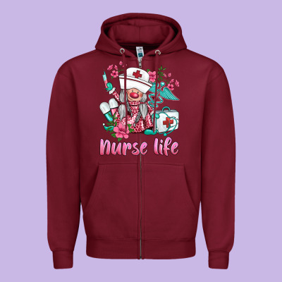 Nurse Gnomies Nurse  Life Spring Zipper Hoodie Designed By Barkaloodesign