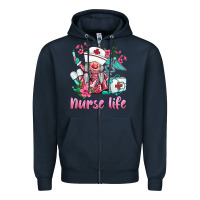 Navy nurse gnomies nurse  life spring Zipper Hoodie - BarkalooDesign