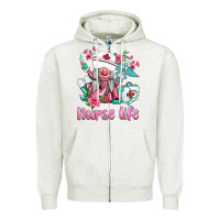 Oatmeal Heather nurse gnomies nurse  life spring Zipper Hoodie - BarkalooDesign