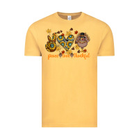 Vintage Mustard Peace Love Thankful Vintage Tee - CowhideDigitalArt