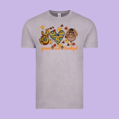 Peace Love Thankful Vintage Tee Designed By Cowhidedigitalart