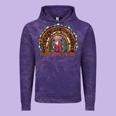 Gobble Till You Wobble Thanksgiving Rainbow Vintage Hoodie Designed By Ranaportraitstore
