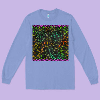 Halloween Witch Symbols Seamless Pattern Long Sleeve Tee Designed By Bundleandbundleshop