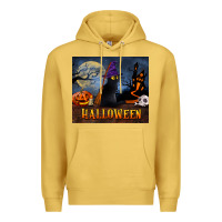 Antique Gold Black Cat Halloween Premium Hoodie - LillyAllenDesigns