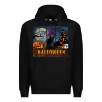 Black Black Cat Halloween Premium Hoodie - LillyAllenDesigns