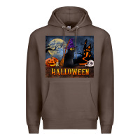 Coffee Black Cat Halloween Premium Hoodie - LillyAllenDesigns