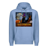 Colony Blue Black Cat Halloween Premium Hoodie - LillyAllenDesigns