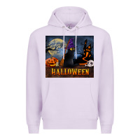 Lilac Black Cat Halloween Premium Hoodie - LillyAllenDesigns