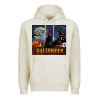 Oatmeal Heather Black Cat Halloween Premium Hoodie - LillyAllenDesigns
