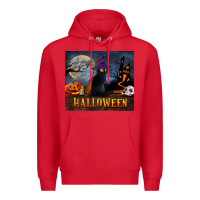 Red Black Cat Halloween Premium Hoodie - LillyAllenDesigns