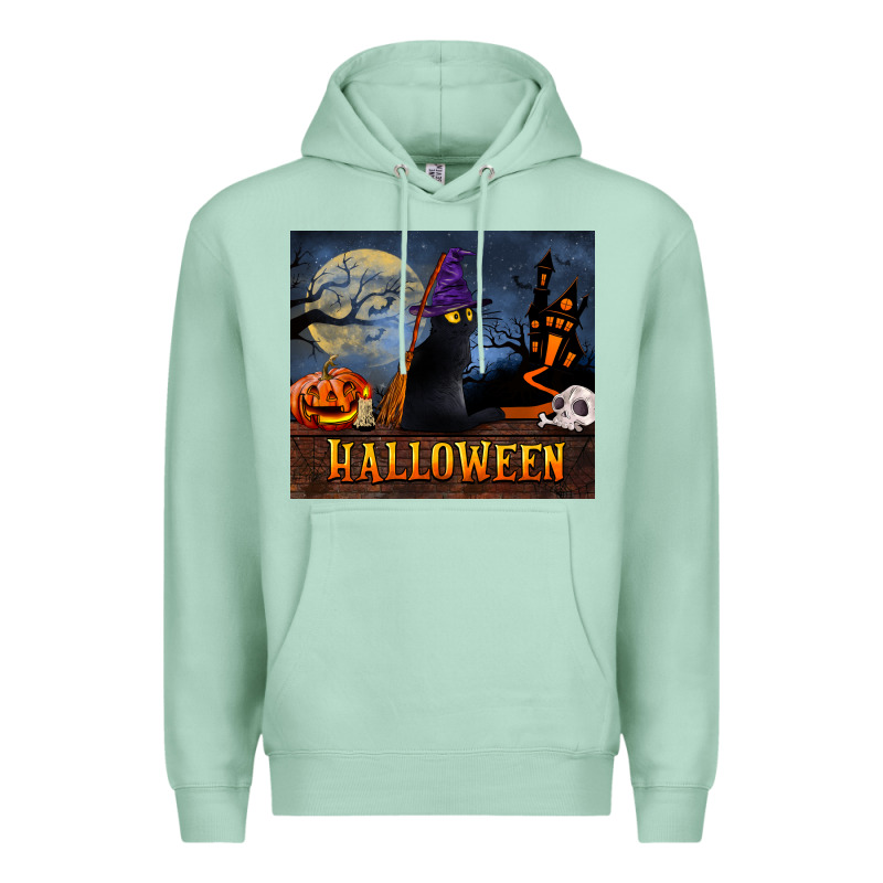Black Cat Halloween Premium Hoodie by LillyAllenDesigns | Teevron