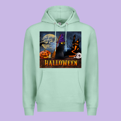 Black Cat Halloween Premium Hoodie Designed By Lillyallendesigns