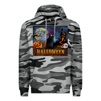 Slate Camo Black Cat Halloween Premium Hoodie - LillyAllenDesigns