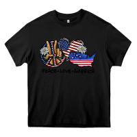 Black peace love america Heavy Core Tee - SublimationCraftShop