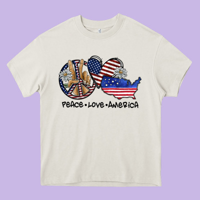 Peace Love America Heavy Core Tee Designed By Sublimationcraftshop
