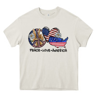 Cream peace love america Heavy Core Tee - SublimationCraftShop