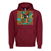 Burgundy love autumn cow Zipper Hoodie - Jasminsmagicworld