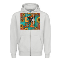 Dove Grey love autumn cow Zipper Hoodie - Jasminsmagicworld