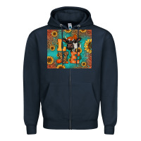 Navy love autumn cow Zipper Hoodie - Jasminsmagicworld