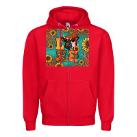 Red love autumn cow Zipper Hoodie - Jasminsmagicworld