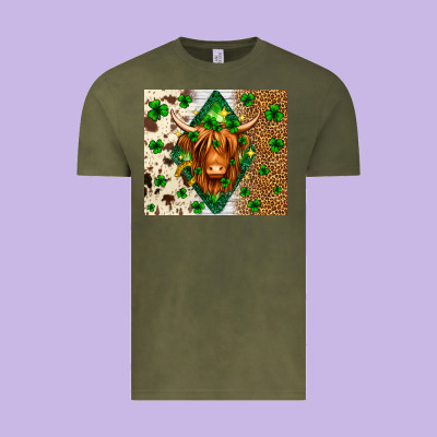 St. Patrick's Day Highland Cow Vintage Tee Designed By Neo Western