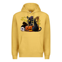 Antique Gold halloween black cats Premium Hoodie - LillyAllenDesigns