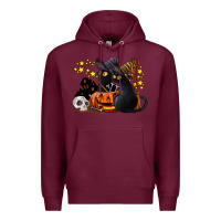 Burgundy halloween black cats Premium Hoodie - LillyAllenDesigns