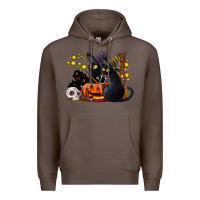 Coffee halloween black cats Premium Hoodie - LillyAllenDesigns