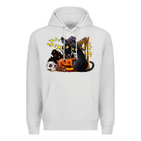 Dove Grey halloween black cats Premium Hoodie - LillyAllenDesigns