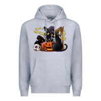 Heather Grey halloween black cats Premium Hoodie - LillyAllenDesigns