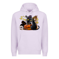 Lilac halloween black cats Premium Hoodie - LillyAllenDesigns