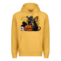 Mustard halloween black cats Premium Hoodie - LillyAllenDesigns